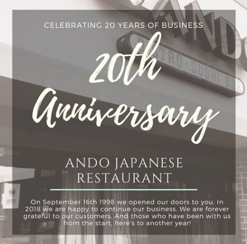 Ando Sushi Bar Cincinnati 20th Anniversary