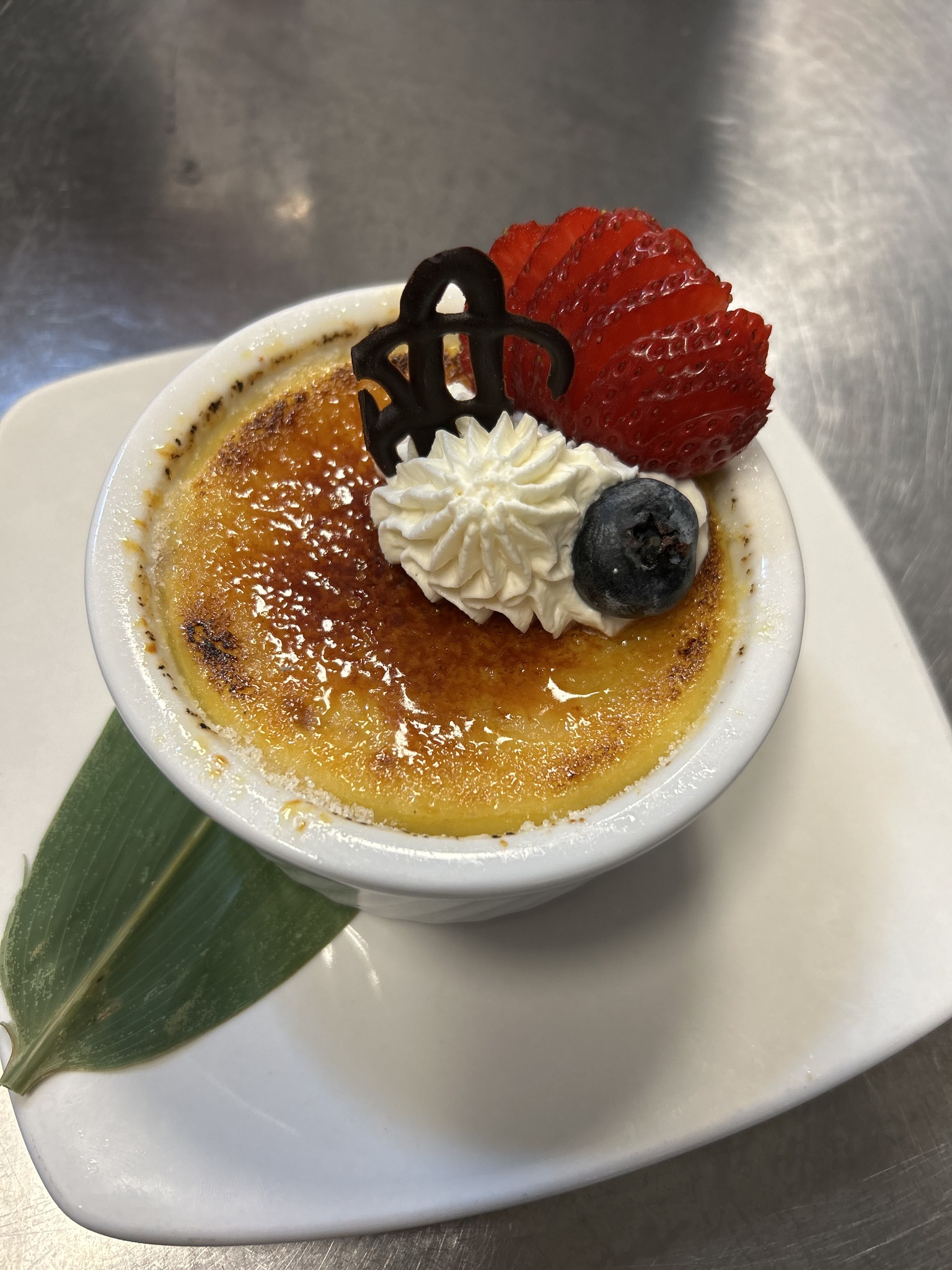 Fig and berry creme brulee